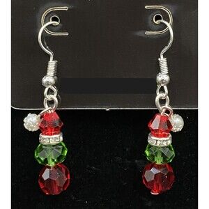 Handmade Grinch Style Crystal & Faux Pearl Earrings by Neanie-Bot